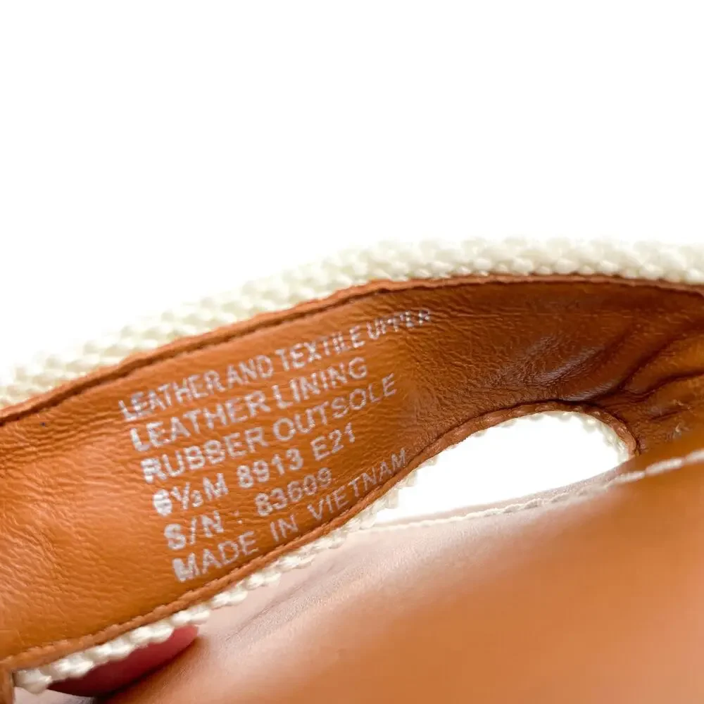 Tory Burch Mini Benton Chain Stripe Sandals Flat Brown Thong Leather Sz 6.5‎